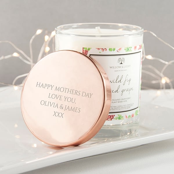 Personalised Wild Fig & Red Grape Candle With Copper Lid