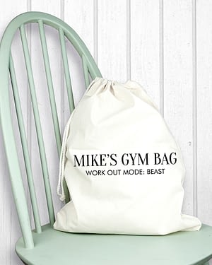 Personalised Cotton Cream Gym Bag