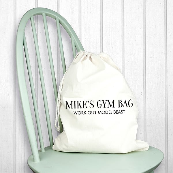 Personalised Cotton Cream Gym Bag