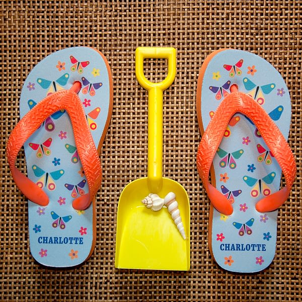 Fluttering Butterfly Child's Personalised Flip Flops