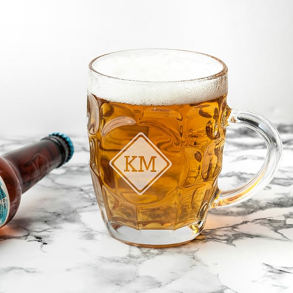 Diamond Monogrammed Dimpled Beer Glass