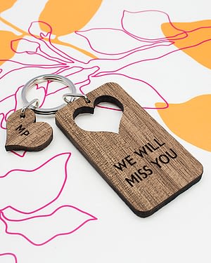 Personalised Heart Shape Walnut Keyring