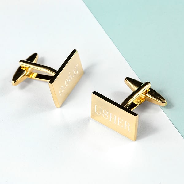 Personalised Rectangle Gold Plated Cufflinks