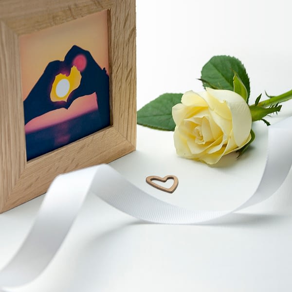 Personalised Be My Valentine Oak Photo Cube