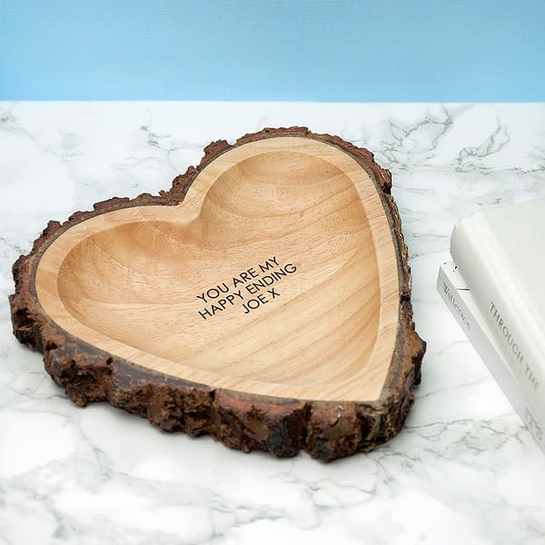 Rustic Carved Wooden Heart Dish