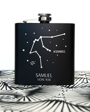 Star Constellation Matte Black Hip Flask