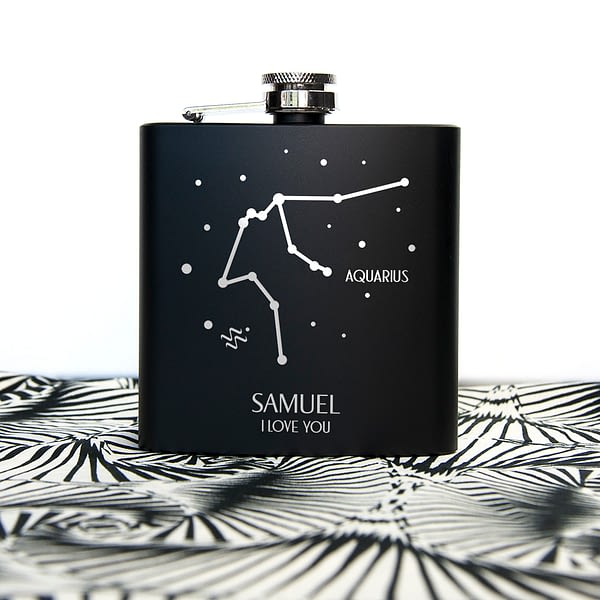 Star Constellation Matte Black Hip Flask