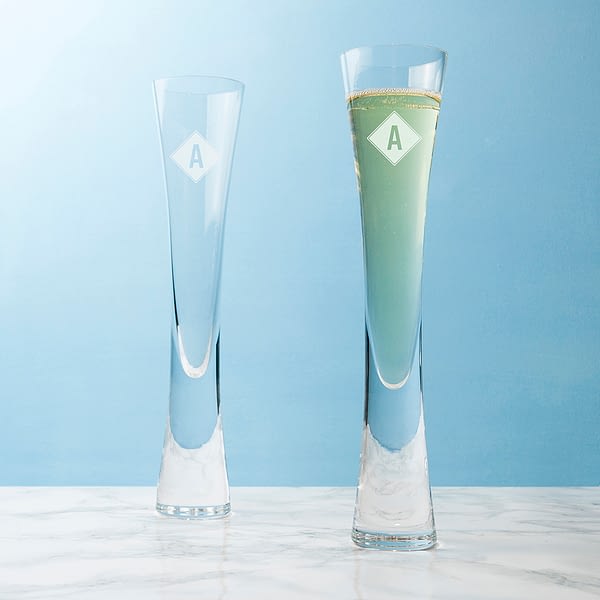 Monogrammed LSA Champagne Flutes Set of  2