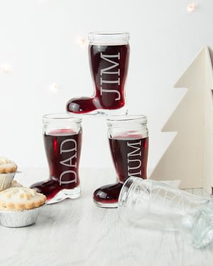 Personalised Set of 4 Santa Boots Shot Glasses