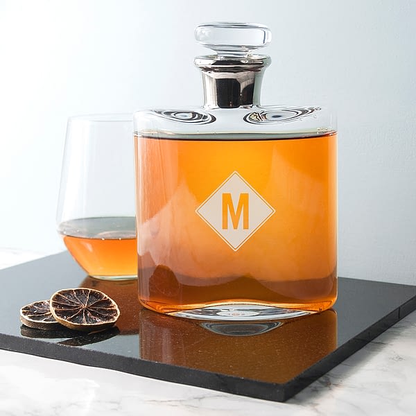 LSA Monogrammed Platinum Necked Decanter