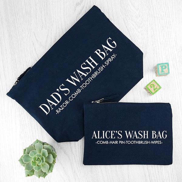 Personalised Daddy & Me Navy Wash Bags