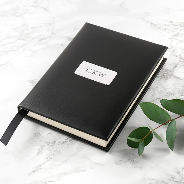 Personalised Black Leather Notebook