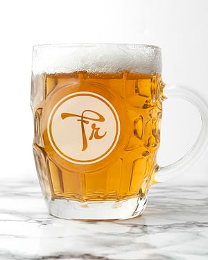 Round Monogrammed Dimpled Beer Glass