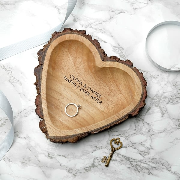 Rustic Carved Wooden Heart Dish