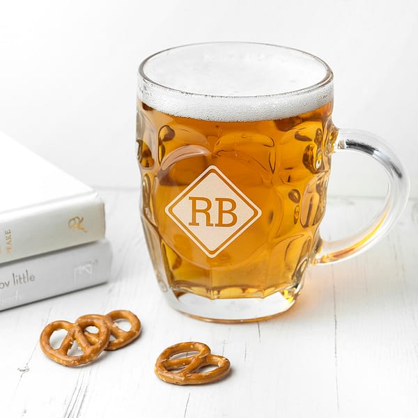 Diamond Monogrammed Dimpled Beer Glass