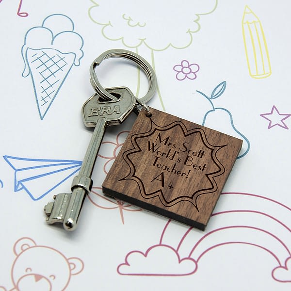 Personalised A+ Teacher Square Keyring