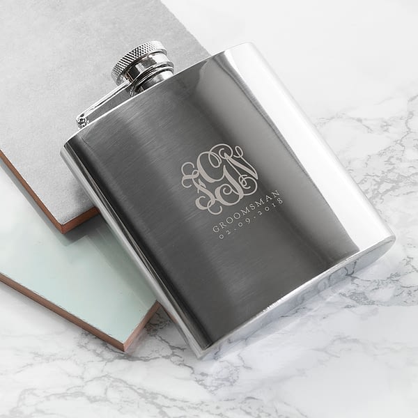 Monogrammed 6oz Hip Flask for Best Man