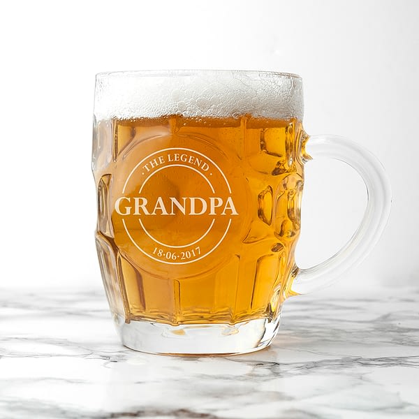 Personalised Emblem Dimpled Beer Glass