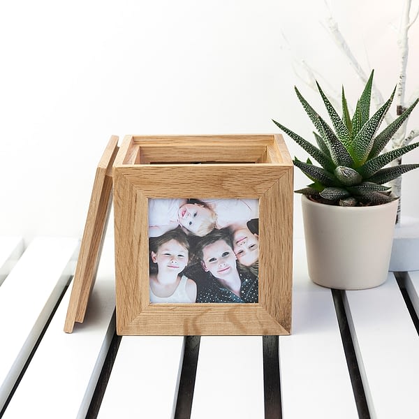 Personalised Thank You Mum Oak Photo Cube