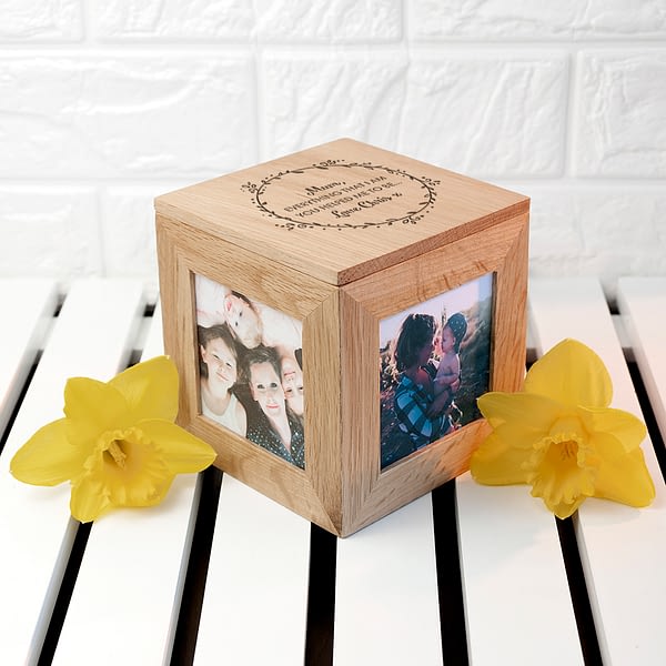 Personalised Thank You Mum Oak Photo Cube