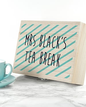 Personalised Teacher's Tea Break Box Stripes Design