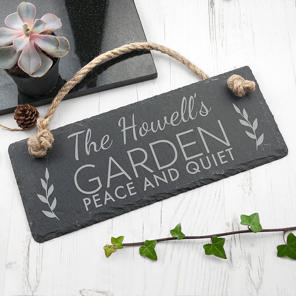 Personalised Our Garden Slate Hanging Sign