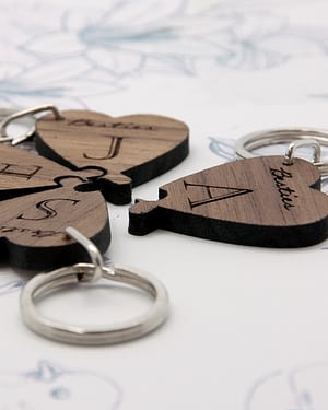 Besties Lucky Clover Wooden Keyring