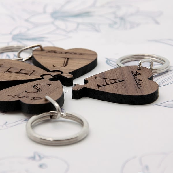 Besties Lucky Clover Wooden Keyring