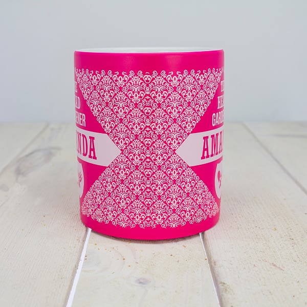 Floral Patterned Head Gardener Coloured Mug