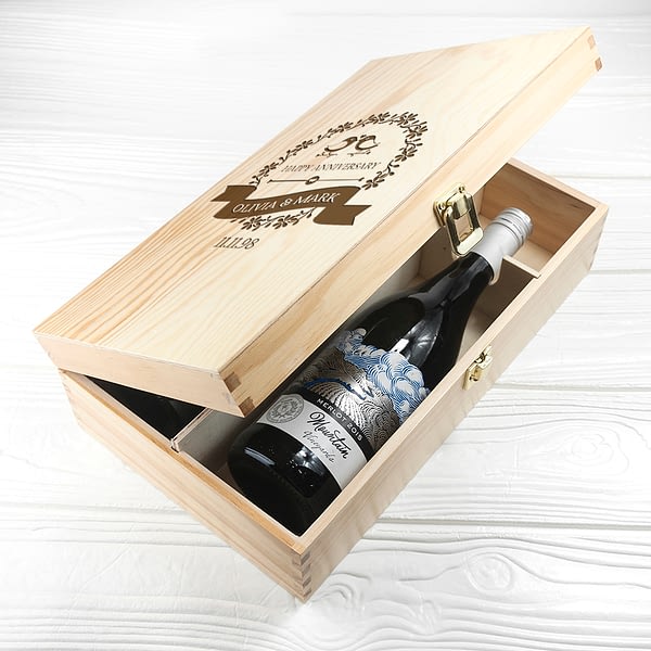 Personalised Happy Anniversary Wine Box