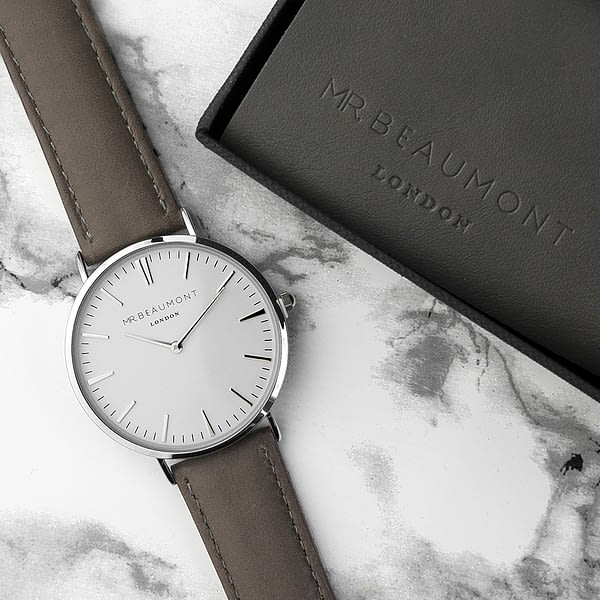 Men's Modern-Vintage Personalised Leather Watch In Ash