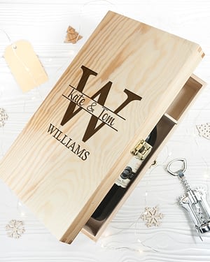 Personalised Couple Monogram Wine Box