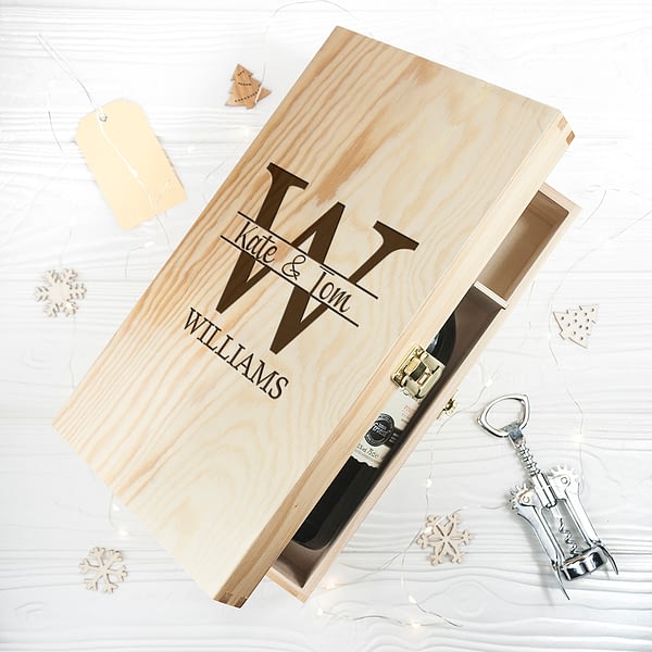 Personalised Couple Monogram Wine Box