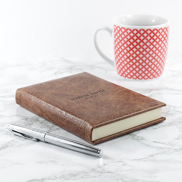 Engraved Natural Tan Leather Notebook