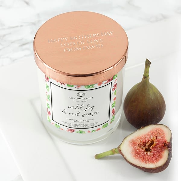 Personalised Wild Fig & Red Grape Candle With Copper Lid