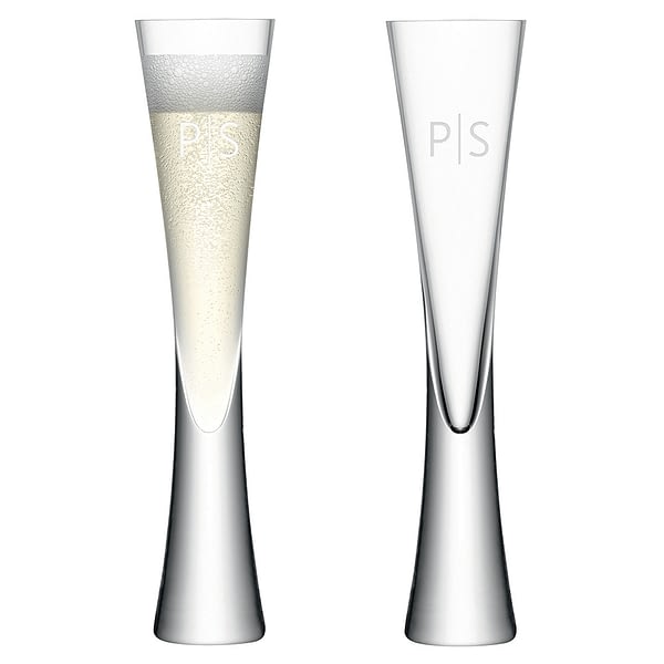 Monogrammed LSA Champagne Flutes Set of  2