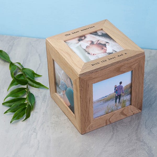 Personalised Oak Photo Cube Keepsake Box