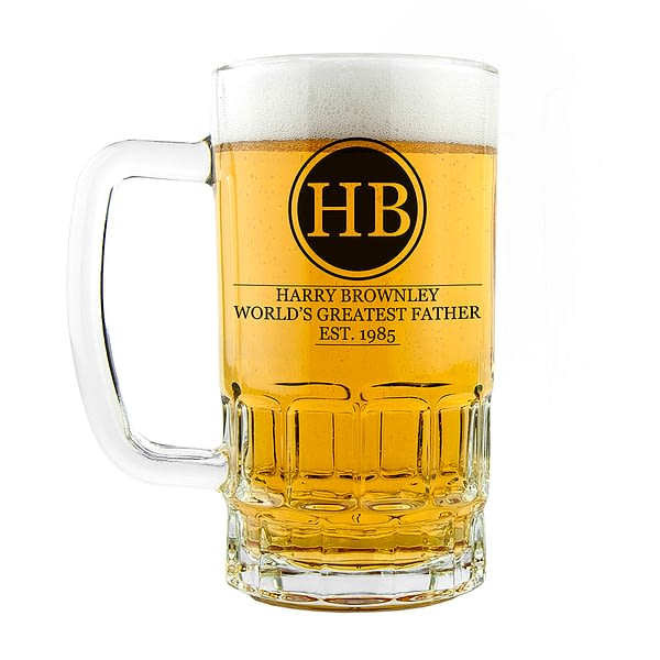 Initials Circled Beer Glass Tankard