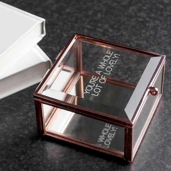 Personalised Rose Gold Glass Trinket Box