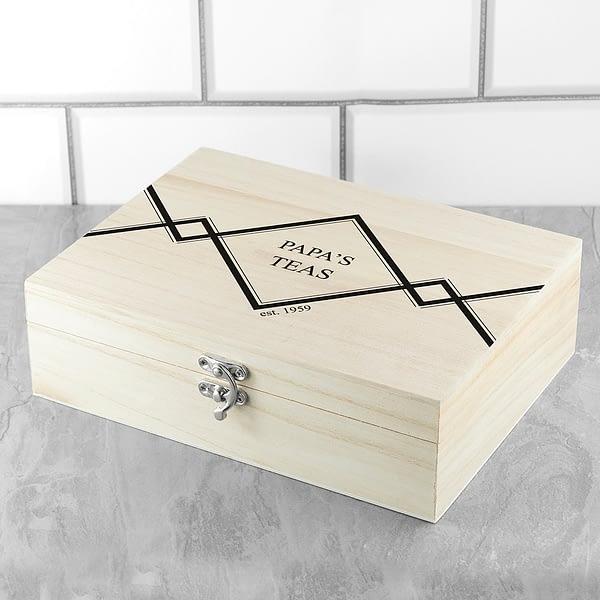 Gentlemen's Teas Personalised Wooden Tea Box