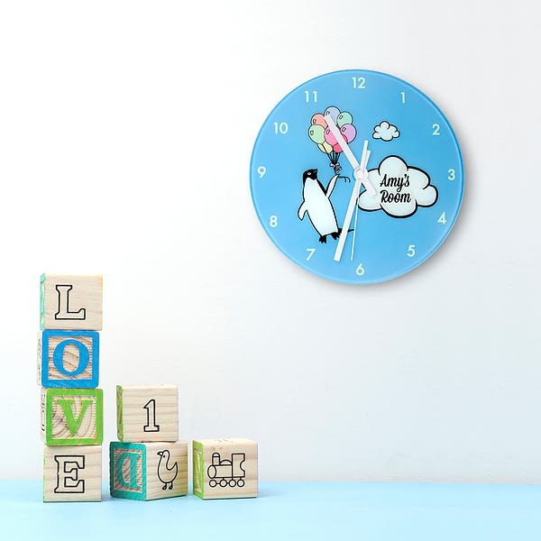 Percy Penguin Personalised Wall Clock