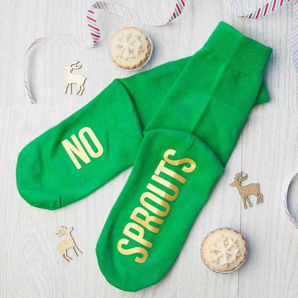 Personalised Kids Sprout Green and Canary Yellow Christmas Day Socks