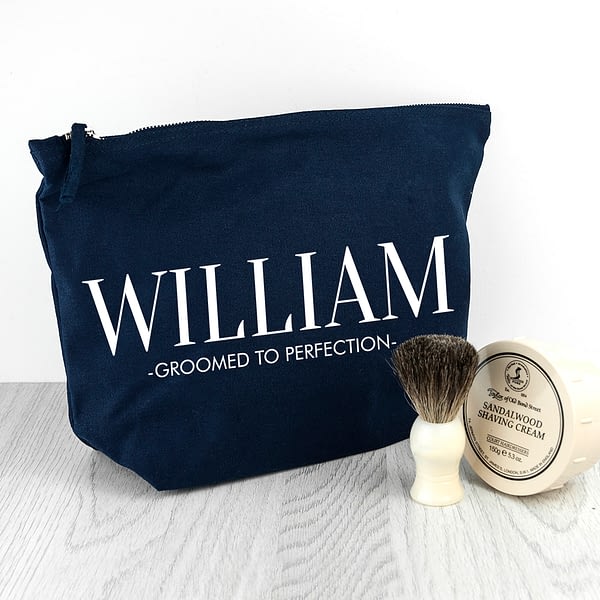 Personalised Men's Wash Bag in Navy