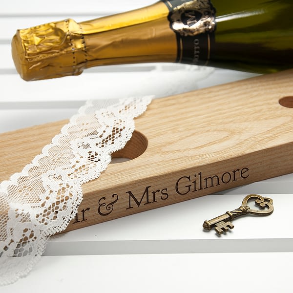 Personalised Welsh Ash Wooden Champagne Holder