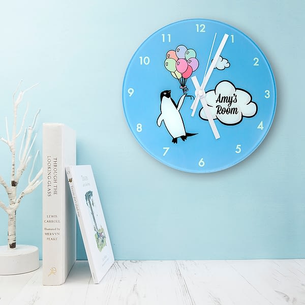 Percy Penguin Personalised Wall Clock