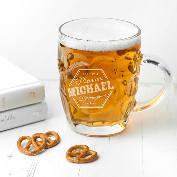 Personalised Premium Dimpled Beer Glass