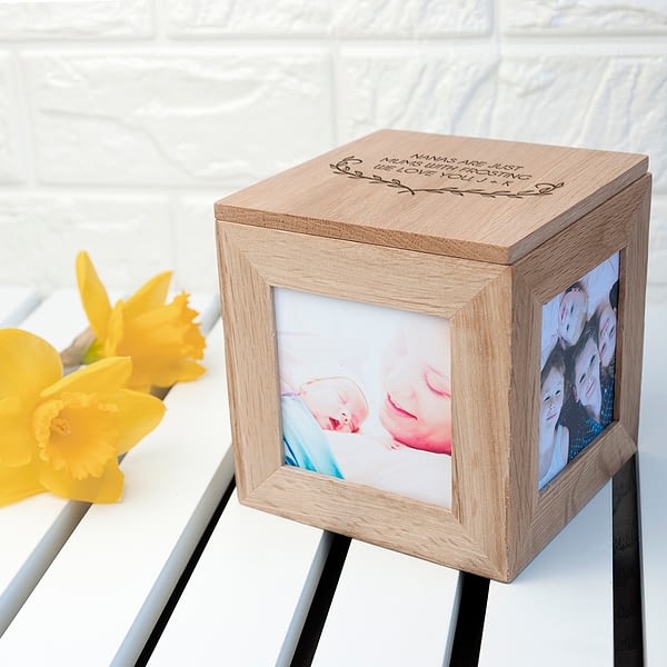 Personalised Mother's Love Oak Photo Cube