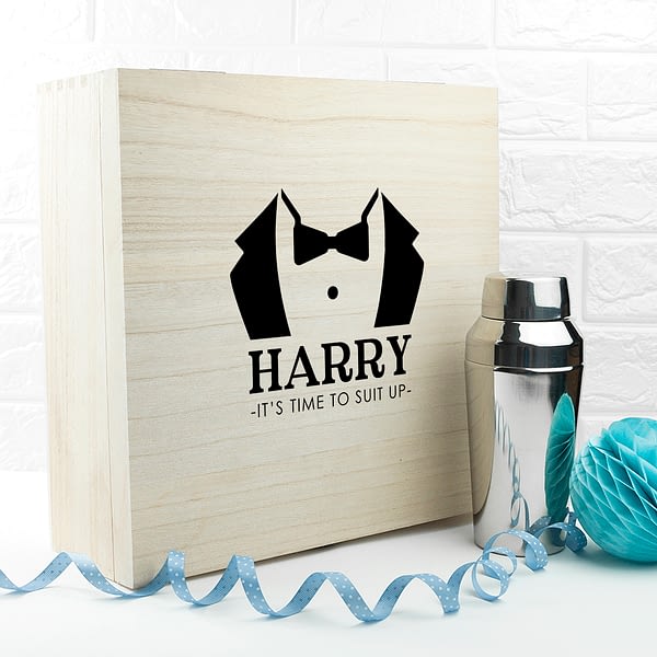 Personalised Suit Up Wedding Box