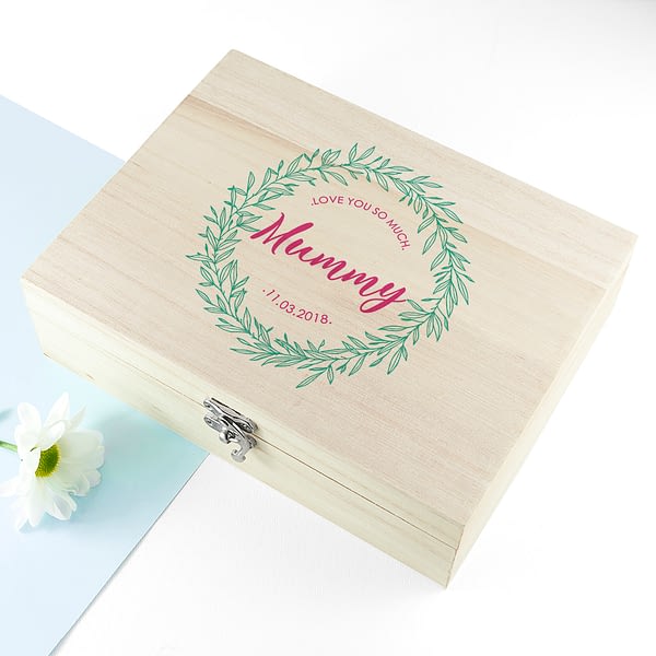 Personalised Leaf Wreath Mother's Day Tea Box