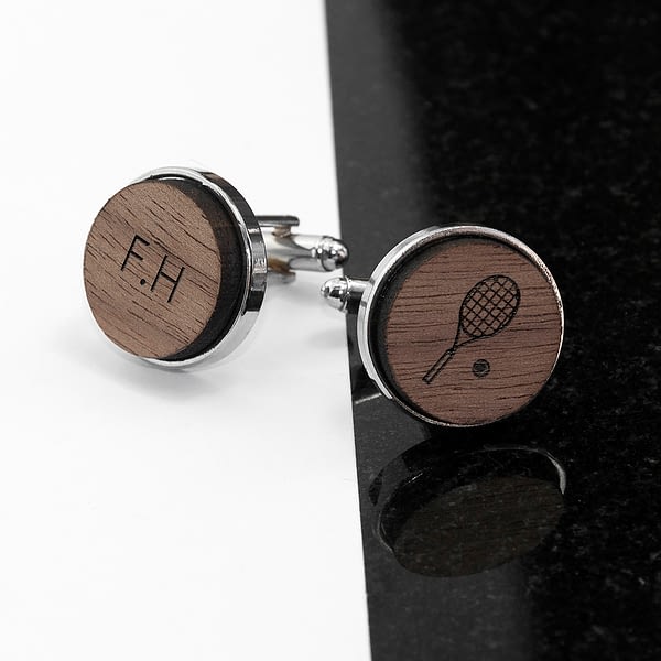 Iconic Hobbies Engraved Round Walnut Cufflinks